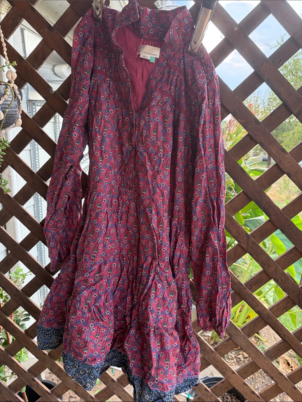Anthropologie dress floral purple blue geometric size 3x